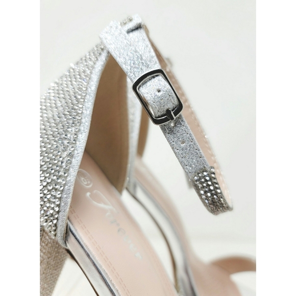 Forever Rhinestone Chunky Heel Platform Sandals Size 8.5 - Picture 7 of 10